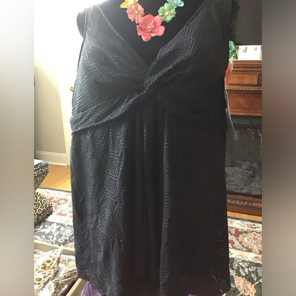 🌷NWT SWIM SOLUTIONS BY MACYS 22W BLACK CROCHET SWIM DRESS - Picture 4 of 12